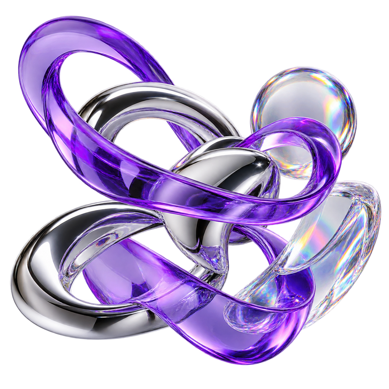 Abstract violet, chrome and holographic Purple Holo sculpture